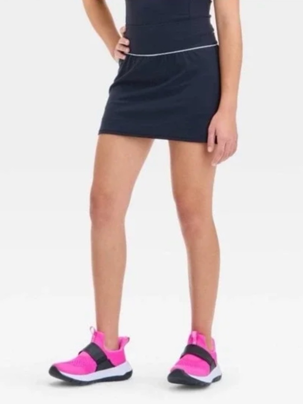 Girls' Everyday Soft Piped Skort All In Motion Black Large NWT Target